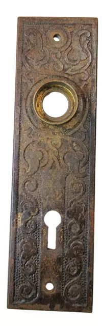 Antique Ornate Victorian Eastlake Door Knob Backplate Escutcheon Lock Plate