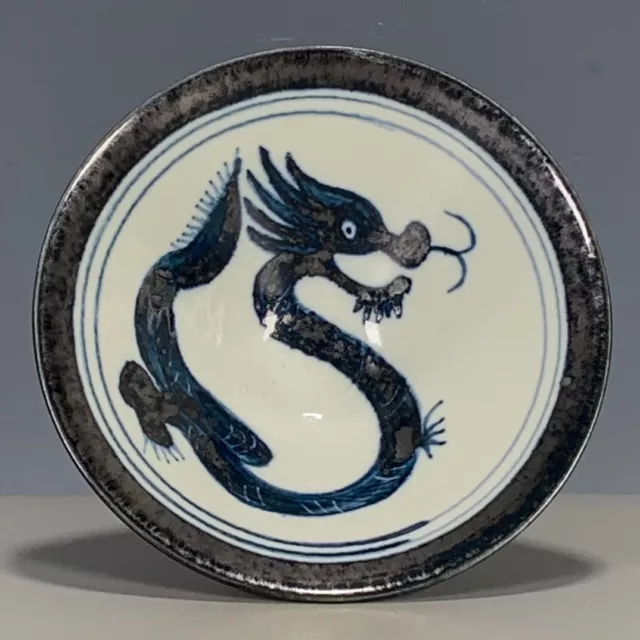 Collect China old Blue and white porcelain hand painting zodiac dragon bowl