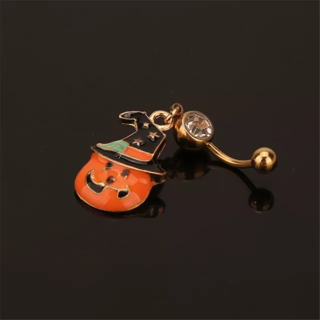 Christmas pumpkin head Belly button ring Belly Button Nail Pumpkin wizard