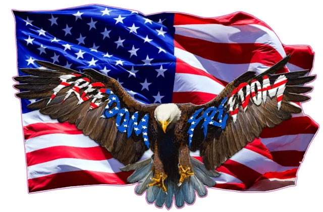 Soaring Bald Eagle American Flag Freedom Decal Large 36" X 24"