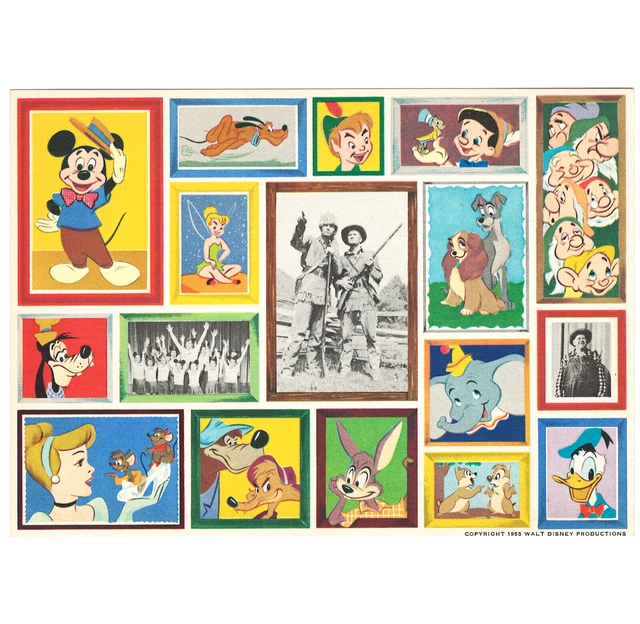 VINTAGE WALT DISNEY Studios Fan Card Postcard 1955 Disneyland Now Open