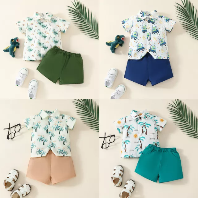 Baby Gentleman Hawaii Outfit Frühling Shirt Mit Shorts Strand 2Stück Set Jungen