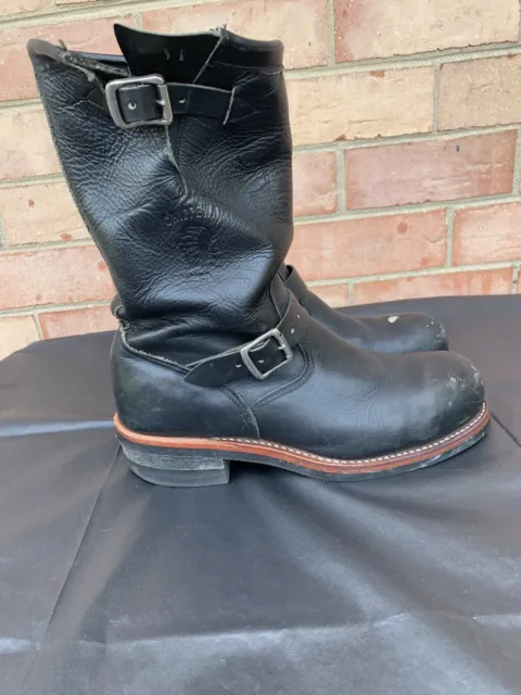 CHIPPEWA MOTORCYCLE ENGINEER Boots 27853 Black Leather USA Made Size 9D ...
