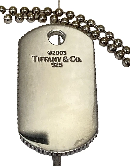 TIFFANY CO. Silver Coin Edge Dog Tag Pendant 20 Chain ID Necklace RRP 525 387.99 PicClick UK