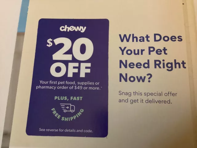 Chewy $20 Off Your Pet Food, Supplies,  Pharmacy Order Of $49+ Expires 11/30/23