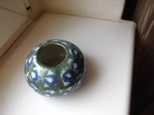 Bunzlau kleine bauchige Vase Keramik um 1910 Pfauenauge