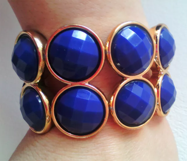 Pulsera elástica azul de vestir azul klein y dorada buena calidad desde España