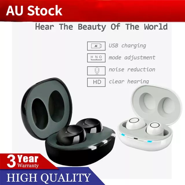 Digital Hearing Aids Mini In Ear Sound Voice Amplifier Low-Noise Rechargeable AU