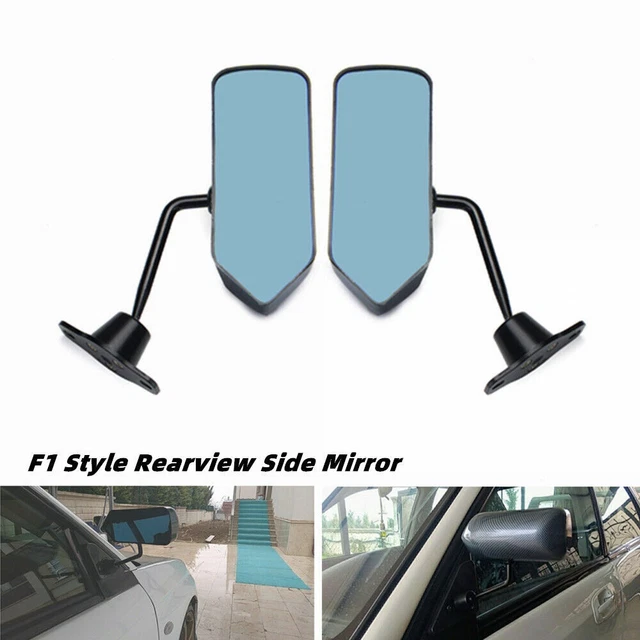 Universal 2PCS F1 Style Carbon Fiber Look Blue Rearview Mirror For Car Both Side