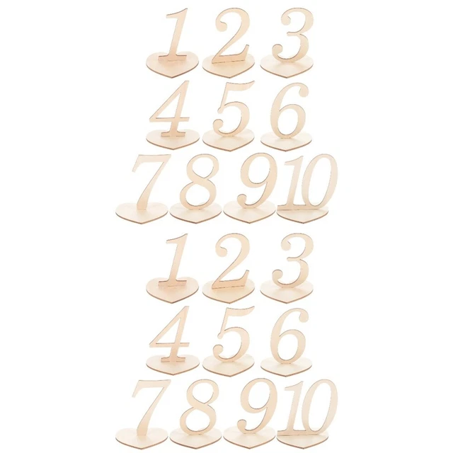 20 PC Tabla de bodas Números Tabla de recepción Números Corazón Tabla base Números