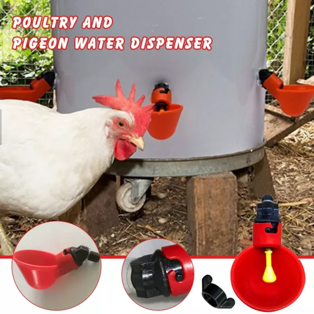 5X Automatic Chicken Drinkers Waterers Poultry Watering Cups Bowls Red Dispenser