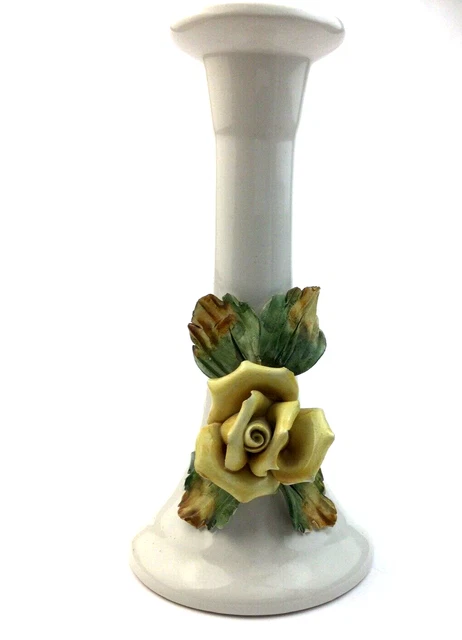Candle Holder with Flowers in Vintage Artistic Ceramic Handcrafted...