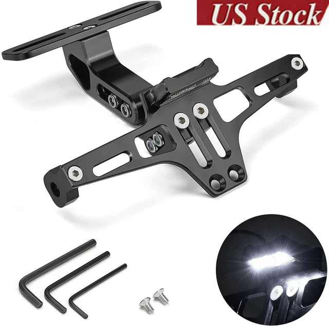 MOTORCYCLE FENDER ELIMINATOR Kit License Plate Holder Bracket W/ LED