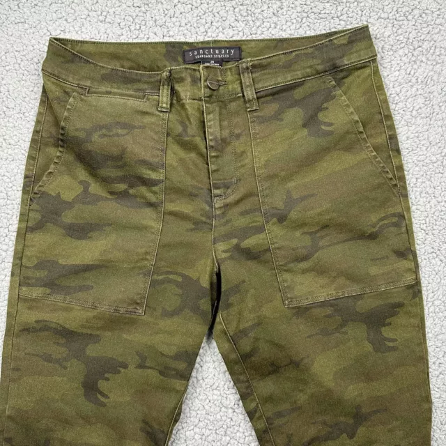 Sanctuary Pants Womens 29 Standard Surplus Green Camo Skinny Ankle Zip High Rise