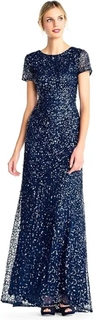 Adrianna Papell Women's Short-Sleeve All Over Sequin Gown, Size 6 - $280 Retail
