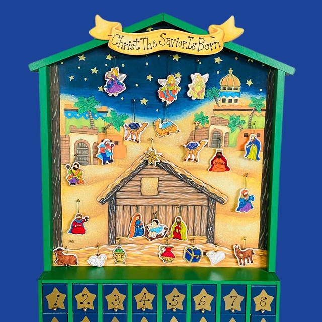 WOOD NATIVITY ADVENT Calendar Christ is Born Family Christian Store Box