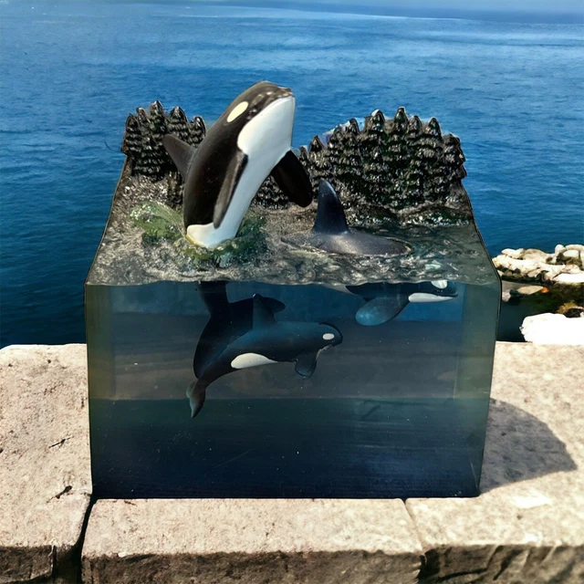 Wyland Dakin Artist Collection "Northern Mist" Acrylic Sculpture Statue Orca
