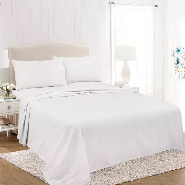 Soft Home Brushed Percale Ultra Soft 100% Cotton, Queen 4-Piece Sheet Set, White