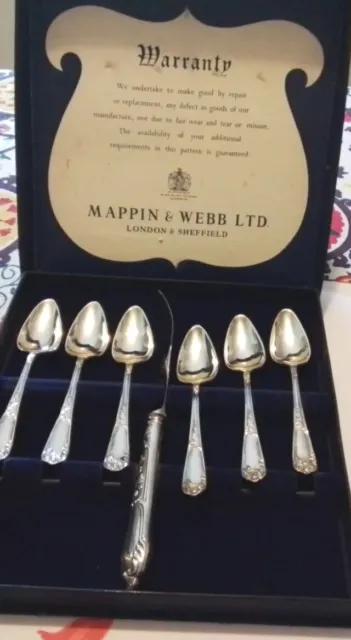 Vintage Mappin And Webb Set Of Grapefruit Spoons In Case