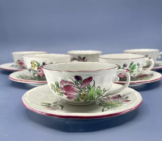 Lunéville Réverbère 6 Tasses Thé  & Soucoupes 1900 Ancien Très Bel Etat