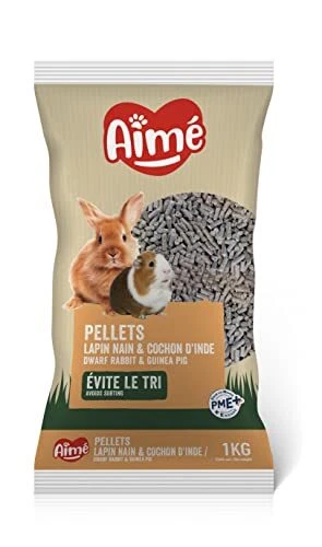Aimé - Granulés Lapin Nain et Cochon d'Inde 1kg - Repas Complet - Apports Nut...