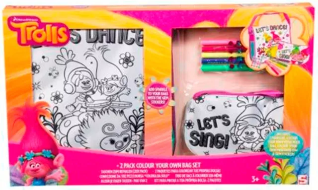 Dreamworks TROLLS - Coloriez votre propre SAC LOT (6600) 2-pack