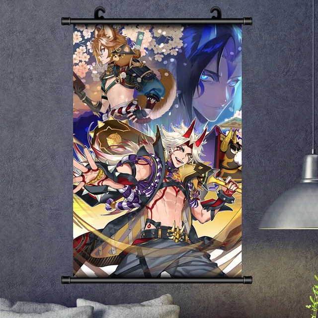 GENSHIN IMPACT ARATAKI Itto Wall Anime Scroll Collection Art Poster
