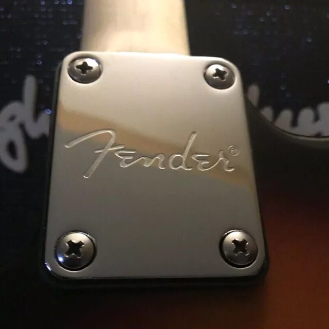 For Fender Strat Tele Electric Guitar Neck Plate Silver Engraved Fender Logo