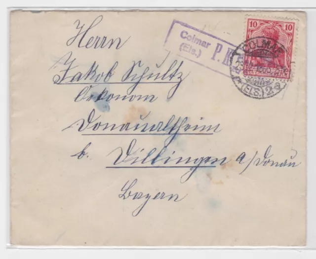 86087 Brief Postüberwachung Stempel Colmar Elsass 1915