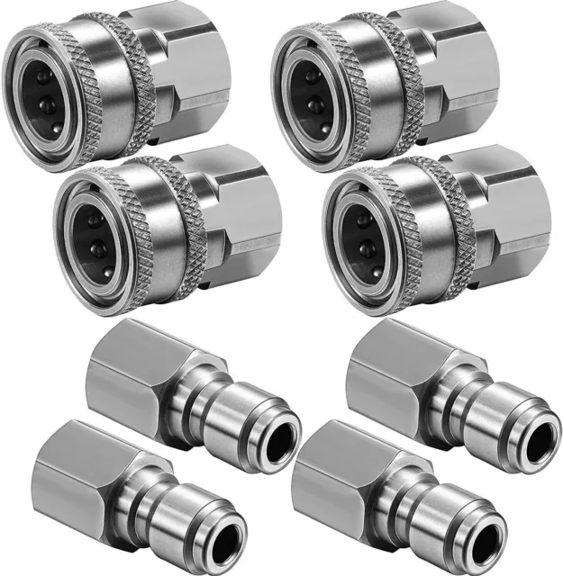 ✨4Pcs NPT 3/8 Inch Stainless Steel Male And Female Quick Connector Kit Pressure