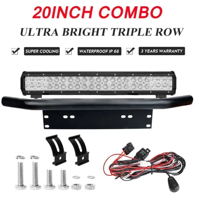 20inch LED Light Bar SPOT FLOOD Driving Offroad 4WD + 23inch Number Plate Frame