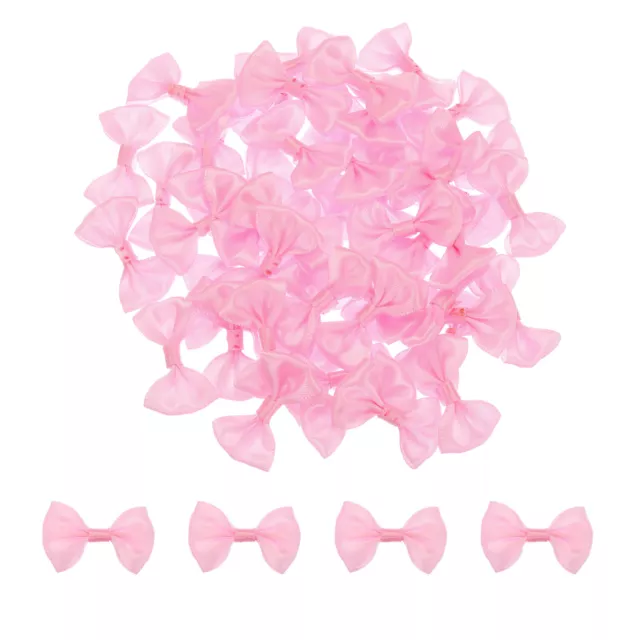 50pcs Hot Pink Bow Ties 1.5"x1" Mini Bowknot for Crafting Satin Bow