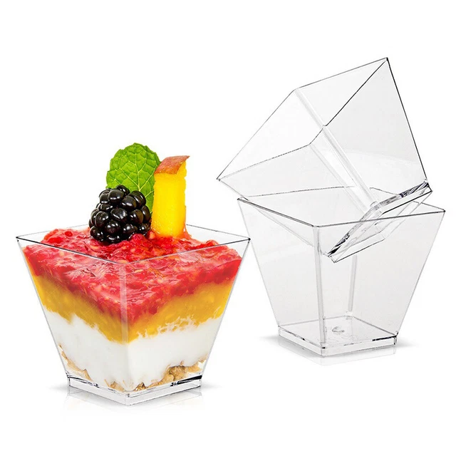 50pcs 58ML Disposable Plastic Dessert Cups Transparent Dessert Ice Cream _ME