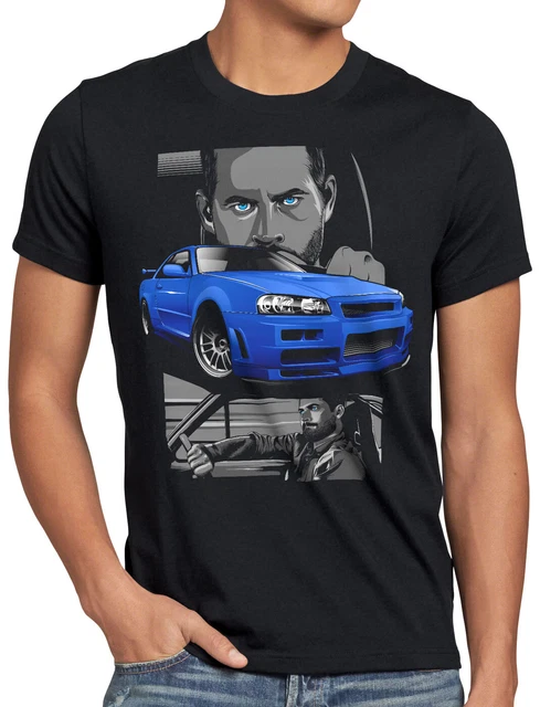 T-shirt uomo Furious Paul walker fast and the gtr autorennen cinema vin diesel