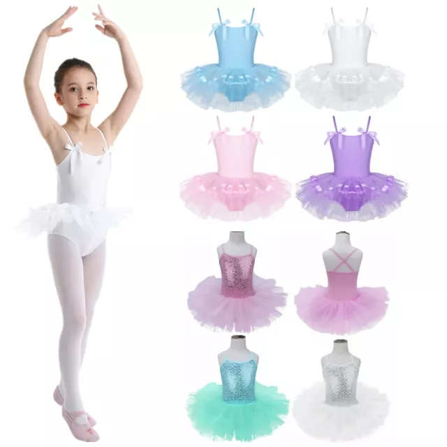 Toddler Ballet Dress Girls Leotard Dance Sequins Tutu Skirts Performance Costume