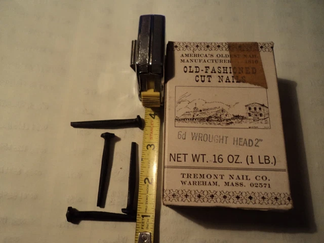 OLD FASHIONED CUT NAILS: TREMONT NAIL CO.  6d WROUGHT HEAD 2". 1 LB BOX
