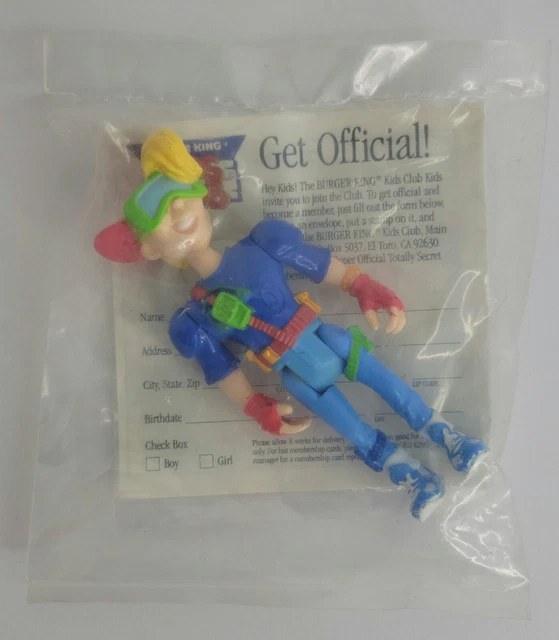 Vintage 1990 Burger King Kids Club Kid Vid 4" Action Figure Toy New Sealed! BK!
