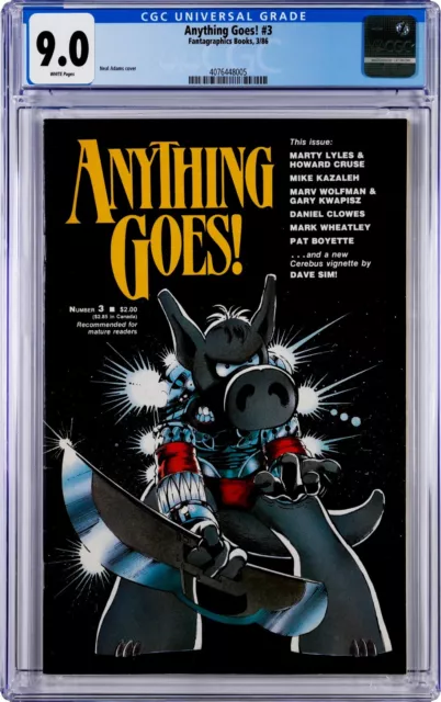 Anything Goes! #3 CGC 9.0 (Mar 1986, Fantagraphics) Neal Adams Cover, Cerebus