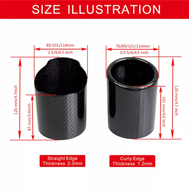 Car Universal Exhaust Pipe Carbon Fiber Cover Exhaust Muffler Pipe Tip 2