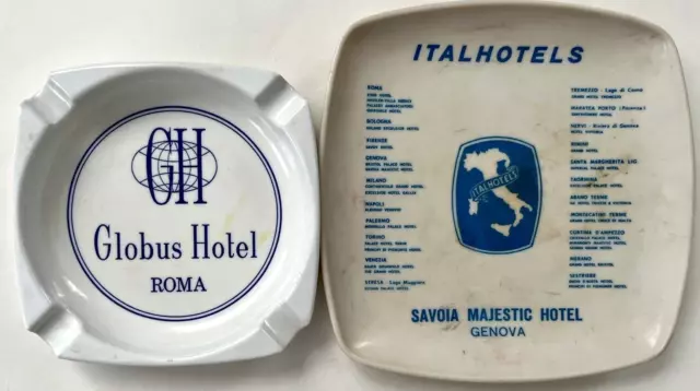 ITALIAN Hotel  Ashtrays Vintage Globus Hotel ROMA,& Savoy Majestic Hotel GENOA