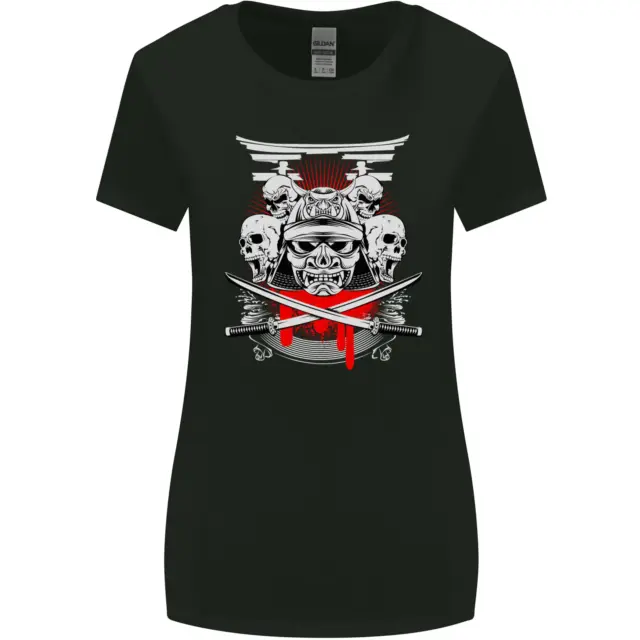 Samurai Teschi Giappone Arti Marziali Mma Donna più Ampia Taglio T-Shirt