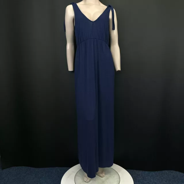 Next Maternity Dress 14 Womens Navy Blue Strappy maxi Long Soft Viscose Summer