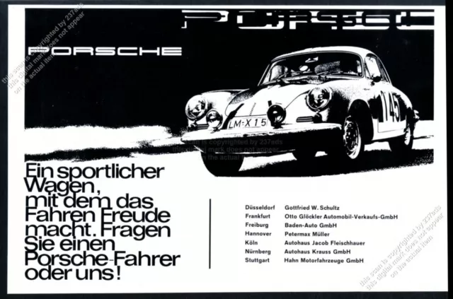 1964 Porsche 356 race car photo German vintage print ad
