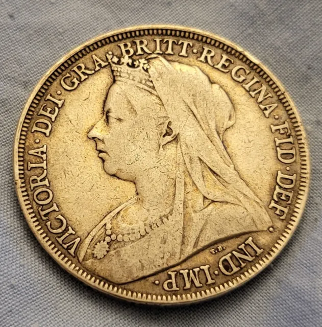 1894 CORONA VICTORIANA Moneda Antigua de Plata Sólida Antiguo Bautizo Nuevo Bebé Regalo Reino Unido