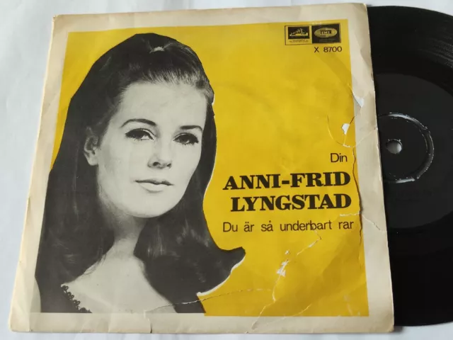 Very rare Anni-Frid Lyngstad Din Pre ABBA HMV Sweden VG-/VG+!