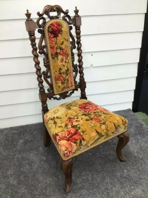 Newly Upholstered Victorian Walnut Chair - Brochier Velvet Fabric