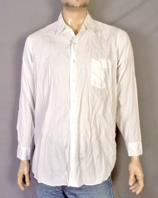 vintage 30s 40s Arrow Mitoga Lane Solid White Sanforized Dress Shirt Gussets L