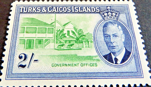 Turks & Caicos Stamps George VI - 1950 - 2s Emerald & Ultramarine - SG: 231 Mint