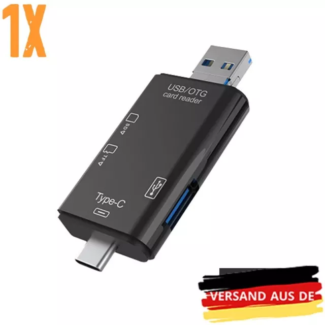 Kartenleser USB 6 in 1 USB C SD/TF Micro USB OTG Typ C für Laptop Handy AY