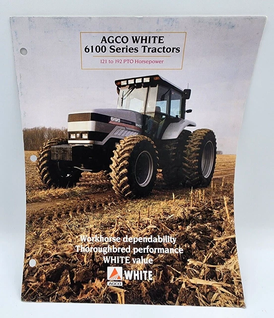 White 6100 Series Tractor Sales Salesman Showroom Brochure 6 Pgs AGCO 121-192 HP